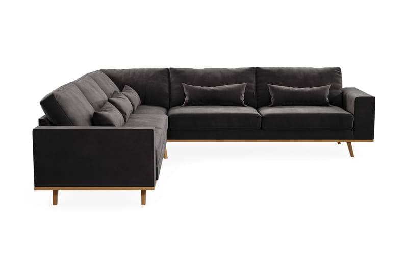 Copenhagen 6-istuttava L-muotoinen Kulmasohva Sametilla - Tummanharmaa - Huonekalut - Sohva - Kulmasohva