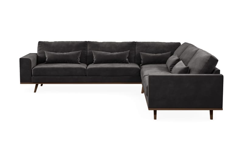 Copenhagen 6-istuttava L-muotoinen Kulmasohva Sametilla - Tummanharmaa - Huonekalut - Sohva - Kulmasohva