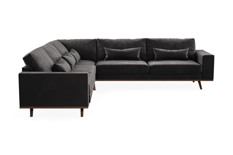 Copenhagen 6-istuttava L-muotoinen Kulmasohva Sametilla - Tummanharmaa - Huonekalut - Sohva - Kulmasohva