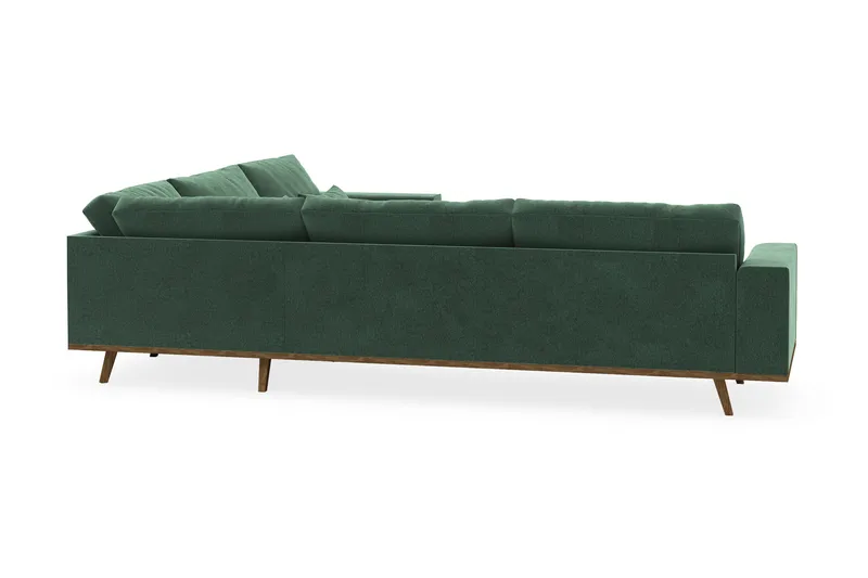 Copenhagen 6-istuttava L-muotoinen Kulmasohva Sametilla - Tummanvihreä - Huonekalut - Sohva - Kulmasohva