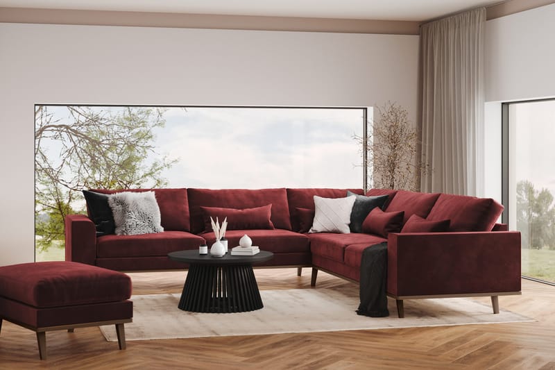 Copenhagen 6-istuttava L-muotoinen Kulmasohva Sametilla - Violetti - Huonekalut - Sohva - Kulmasohva