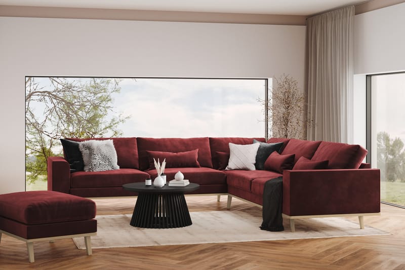 Copenhagen 6-istuttava L-muotoinen Kulmasohva Sametilla - Violetti - Huonekalut - Sohva - Kulmasohva