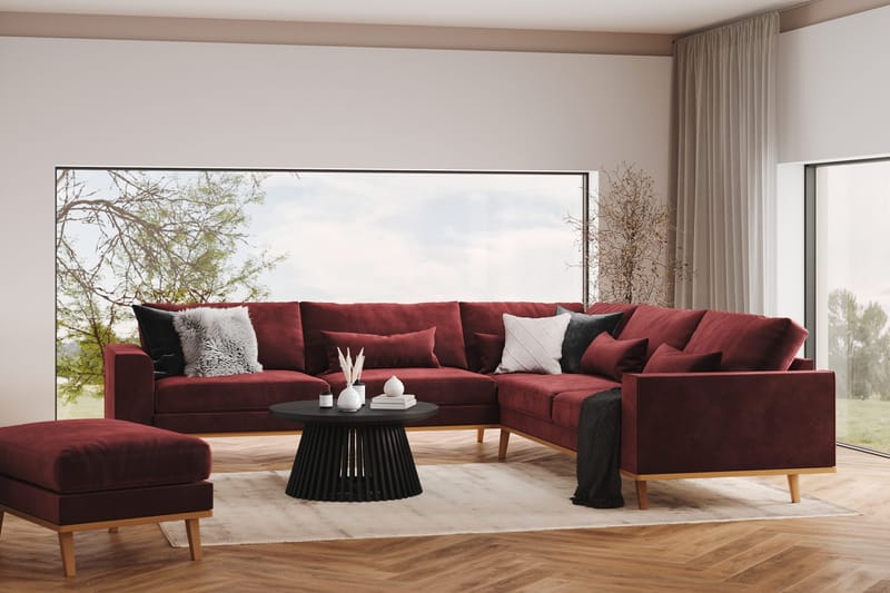 Copenhagen 6-istuttava L-muotoinen Kulmasohva Sametilla - Violetti - Huonekalut - Sohva - Kulmasohva