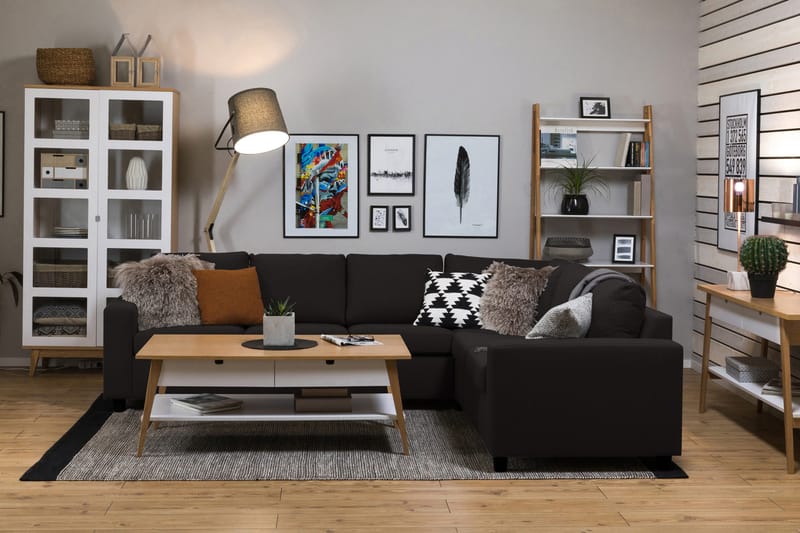 Crazy 5-istuttava Käännettävä L-muotoinen Large Kulmasohva Kankaalla - Antrasiitti - Huonekalut - Sohva - Kulmasohva