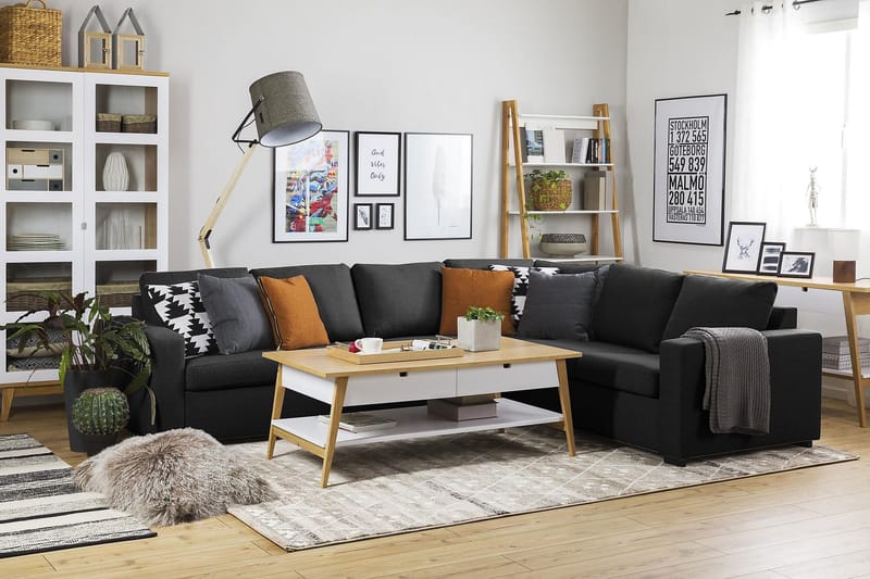 Crazy 5-istuttava Käännettävä L-muotoinen Large Kulmasohva Kankaalla - Antrasiitti - Huonekalut - Sohva - Kulmasohva