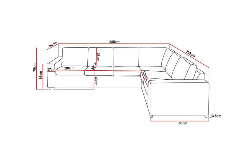 Crazy 5-istuttava Käännettävä L-muotoinen Large Kulmasohva Kankaalla - Antrasiitti - Huonekalut - Sohva - Kulmasohva