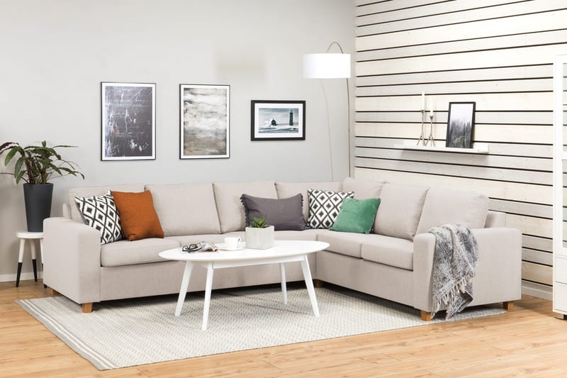 Crazy 5-istuttava Käännettävä L-muotoinen Large Kulmasohva Kankaalla - Beige - Huonekalut - Sohva - Kulmasohva