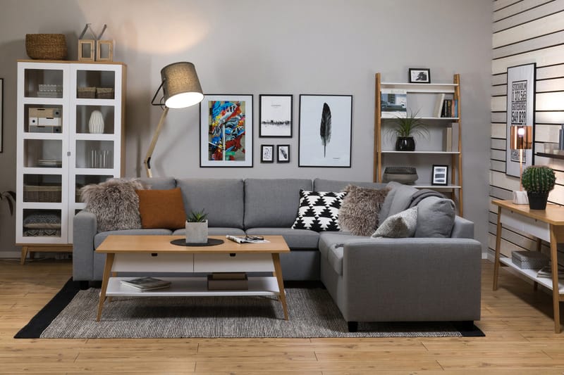 Crazy 5-istuttava Käännettävä L-muotoinen Large Kulmasohva Kankaalla - Harmaa - Huonekalut - Sohva - Kulmasohva