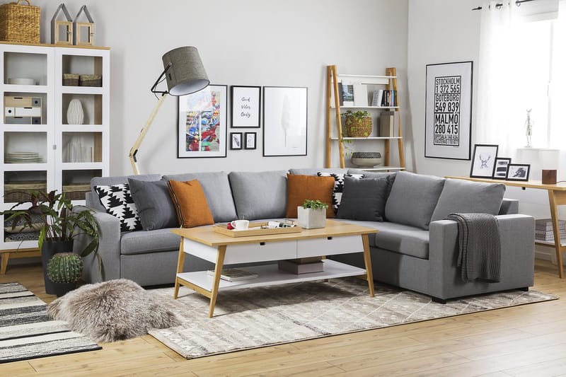 Crazy 5-istuttava Käännettävä L-muotoinen Large Kulmasohva Kankaalla - Harmaa - Huonekalut - Sohva - Kulmasohva