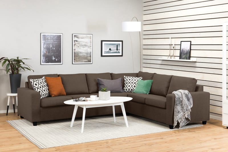 Crazy 5-istuttava Käännettävä L-muotoinen Large Kulmasohva Kankaalla - Ruskea - Huonekalut - Sohva - Kulmasohva