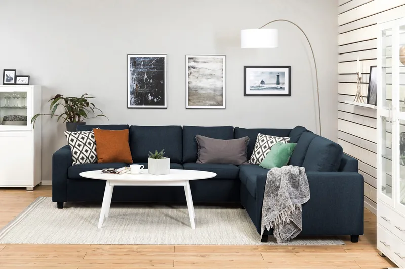 Crazy 5-istuttava Käännettävä L-muotoinen Large Kulmasohva Kankaalla - Sininen - Huonekalut - Sohva - Kulmasohva