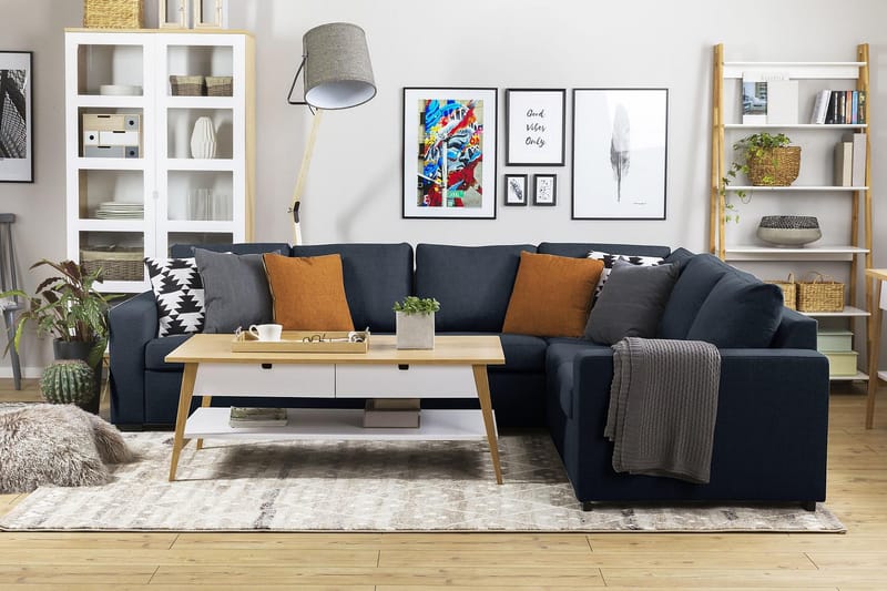 Crazy 5-istuttava Käännettävä L-muotoinen Large Kulmasohva Kankaalla - Sininen - Huonekalut - Sohva - Kulmasohva