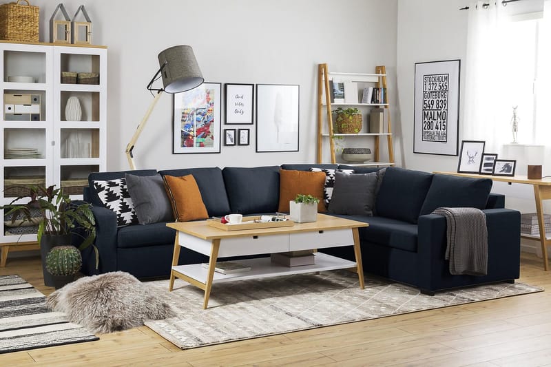 Crazy 5-istuttava Käännettävä L-muotoinen Large Kulmasohva Kankaalla - Sininen - Huonekalut - Sohva - Kulmasohva