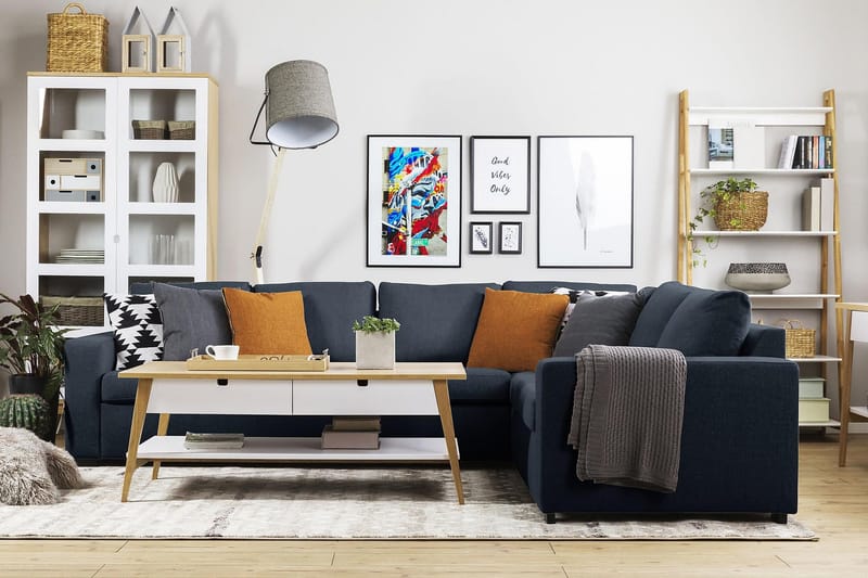 Crazy 5-istuttava Käännettävä L-muotoinen Large Kulmasohva Kankaalla - Sininen - Huonekalut - Sohva - Kulmasohva