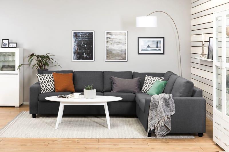 Crazy 5-istuttava Käännettävä L-muotoinen Large Kulmasohva Kankaalla - Tummanharmaa - Huonekalut - Sohva - Kulmasohva