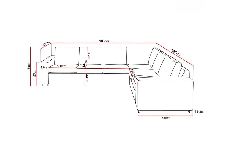 Crazy 5-istuttava Käännettävä L-muotoinen Large Kulmasohva Keinonahkalla - Musta - Huonekalut - Sohva - Divaanisohva