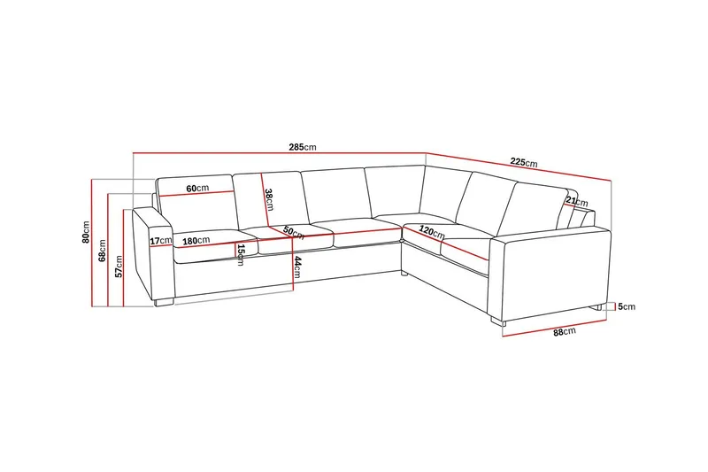 Crazy 5-istuttava Käännettävä L-muotoinen Large Kulmasohva Keinonahkalla - Musta - Huonekalut - Sohva - Divaanisohva