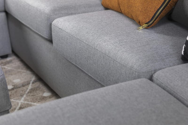 Crazy 5-istuttava Vasenkätinen U-muotoinen Kulmasohva Divaanilla Kankaalla - Harmaa - Huonekalut - Sohva - Kulmasohva - Kulmadivaanisohva