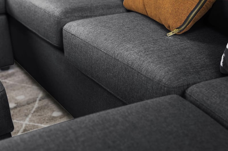 Crazy 5-istuttava Vasenkätinen U-muotoinen Kulmasohva Divaanilla Kankaalla - Tummanharmaa - Huonekalut - Sohva - Kulmasohva - Kulmadivaanisohva