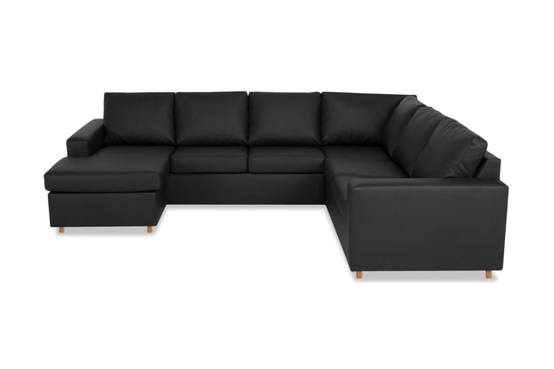 Crazy 5-istuttava Vasenkätinen U-muotoinen Kulmasohva Divaanilla Keinonahkalla, Musta