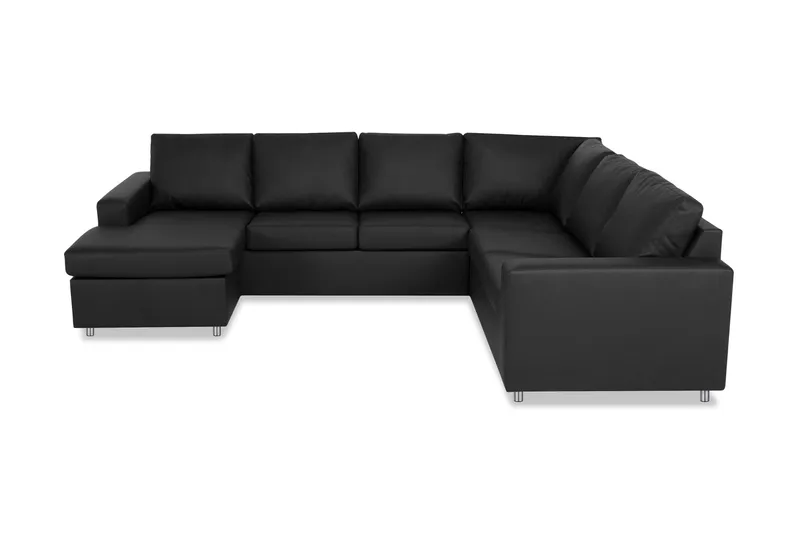 Crazy 5-istuttava Vasenkätinen U-muotoinen Kulmasohva Divaanilla Keinonahkalla, Musta
