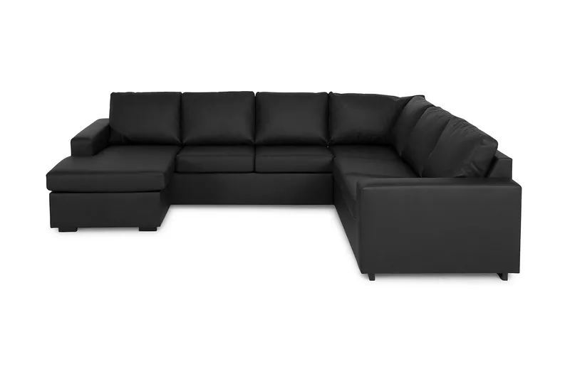 Crazy 5-istuttava Vasenkätinen U-muotoinen Kulmasohva Divaanilla Keinonahkalla - Musta - Huonekalut - Sohva - Kulmasohva