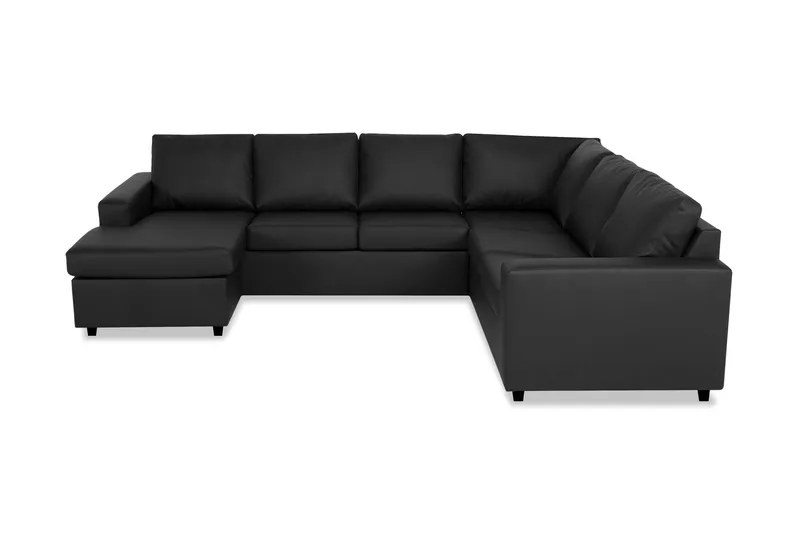 Crazy 5-istuttava Vasenkätinen U-muotoinen Kulmasohva Divaanilla Keinonahkalla, Musta