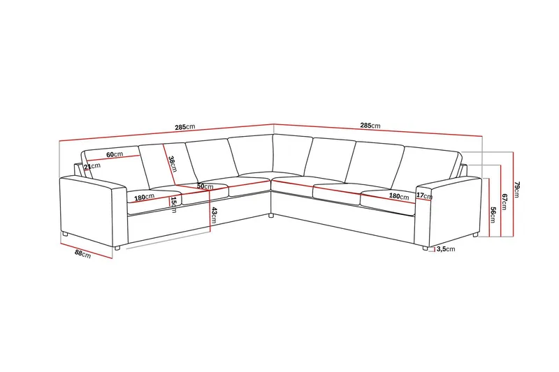 Crazy 6-istuttava Käännettävä L-muotoinen X-Large Kulmasohva Kankaalla - Antrasiitti - Huonekalut - Sohva - Kulmasohva