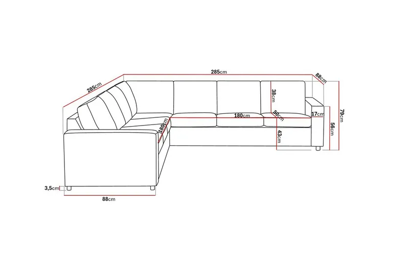 Crazy 6-istuttava Käännettävä L-muotoinen X-Large Kulmasohva Kankaalla - Antrasiitti - Huonekalut - Sohva - Kulmasohva