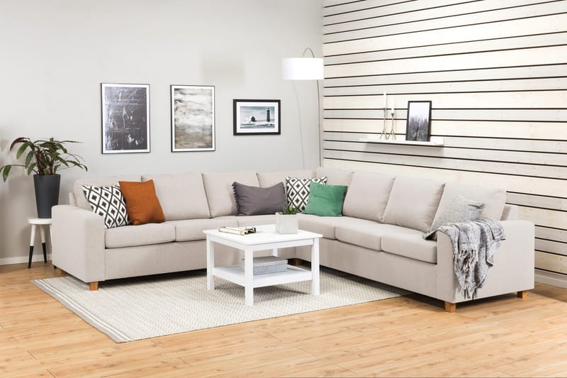 Crazy 6-istuttava Käännettävä L-muotoinen X-Large Kulmasohva Kankaalla - Beige - Huonekalut - Sohva - Kulmasohva