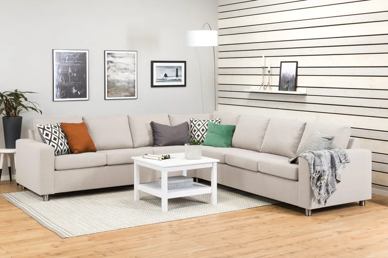 Crazy 6-istuttava Käännettävä L-muotoinen X-Large Kulmasohva Kankaalla - Beige - Huonekalut - Sohva - Kulmasohva