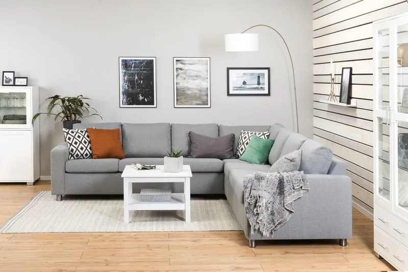 Crazy 6-istuttava Käännettävä L-muotoinen X-Large Kulmasohva Kankaalla - Harmaa - Huonekalut - Sohva - Kulmasohva