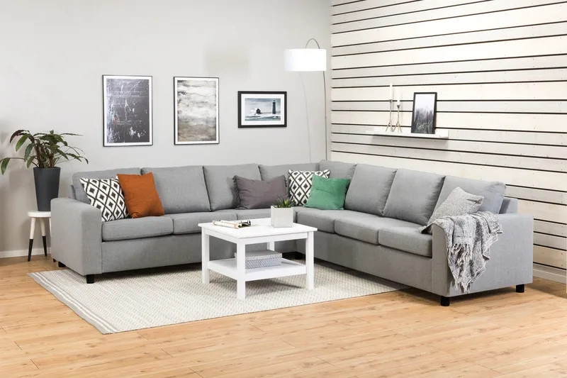 Crazy 6-istuttava Käännettävä L-muotoinen X-Large Kulmasohva Kankaalla - Harmaa - Huonekalut - Sohva - Kulmasohva