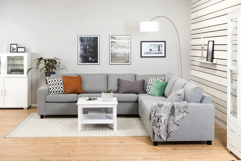 Crazy 6-istuttava Käännettävä L-muotoinen X-Large Kulmasohva Kankaalla - Harmaa - Huonekalut - Sohva - Kulmasohva