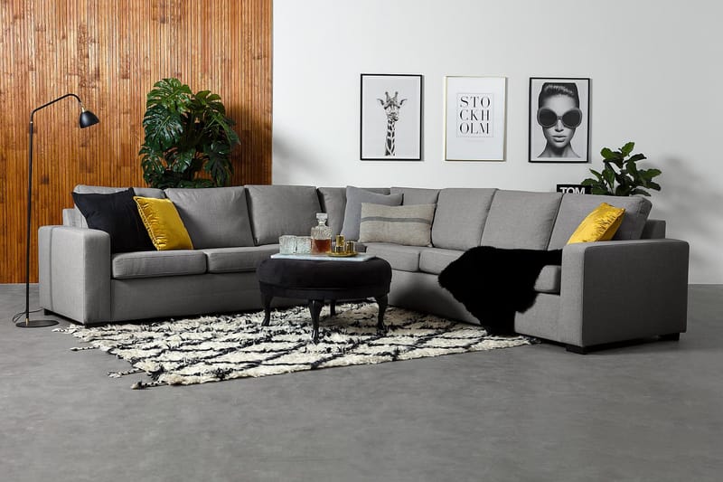 Crazy 6-istuttava Käännettävä L-muotoinen X-Large Kulmasohva Kankaalla - Harmaa - Huonekalut - Sohva - Kulmasohva