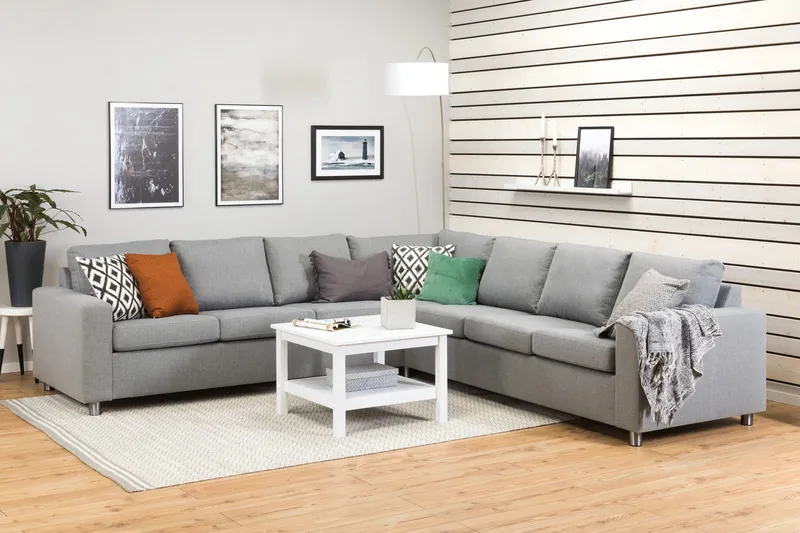 Crazy 6-istuttava Käännettävä L-muotoinen X-Large Kulmasohva Kankaalla - Harmaa - Huonekalut - Sohva - Kulmasohva