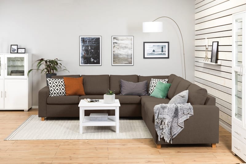 Crazy 6-istuttava Käännettävä L-muotoinen X-Large Kulmasohva Kankaalla - Ruskea - Huonekalut - Sohva - Kulmasohva