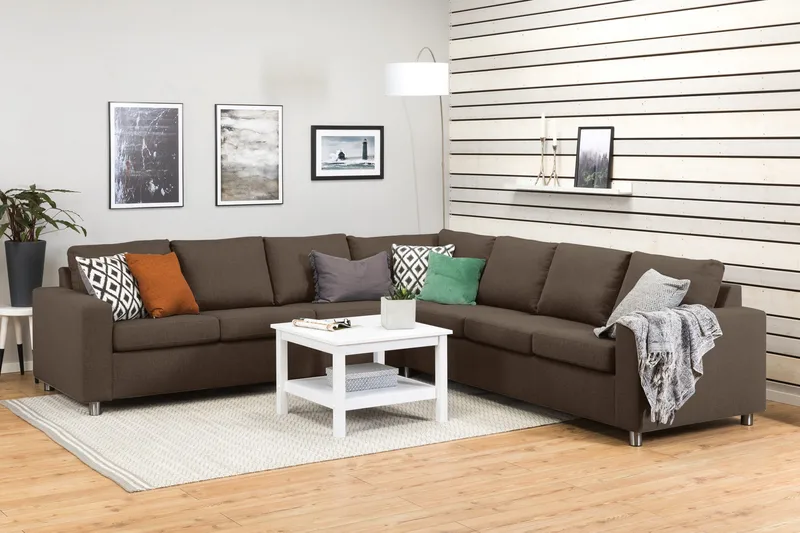 Crazy 6-istuttava Käännettävä L-muotoinen X-Large Kulmasohva Kankaalla - Ruskea - Huonekalut - Sohva - Kulmasohva