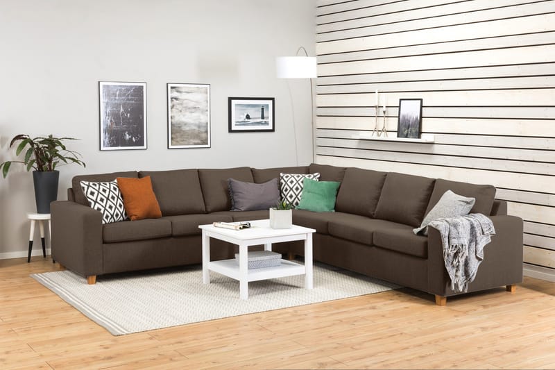 Crazy 6-istuttava Käännettävä L-muotoinen X-Large Kulmasohva Kankaalla - Ruskea - Huonekalut - Sohva - Kulmasohva