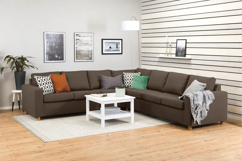 Crazy 6-istuttava Käännettävä L-muotoinen X-Large Kulmasohva Kankaalla - Ruskea - Huonekalut - Sohva - Kulmasohva