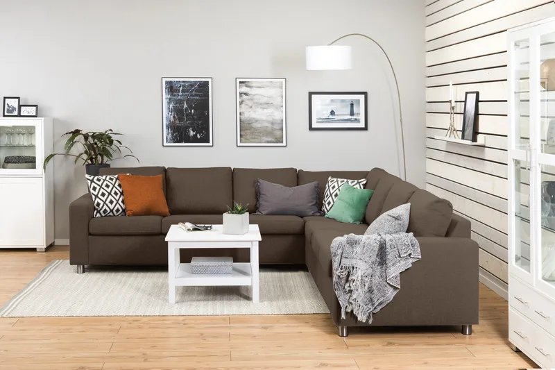 Crazy 6-istuttava Käännettävä L-muotoinen X-Large Kulmasohva Kankaalla - Ruskea - Huonekalut - Sohva - Kulmasohva