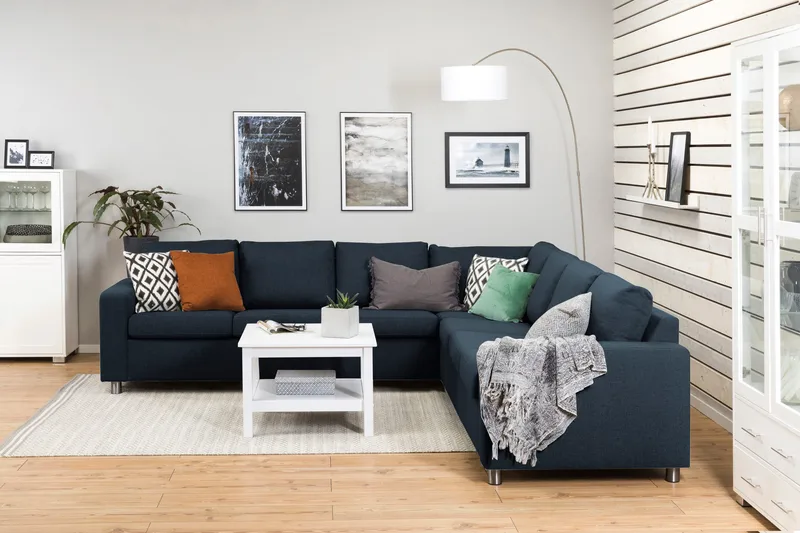 Crazy 6-istuttava Käännettävä L-muotoinen X-Large Kulmasohva Kankaalla - Sininen - Huonekalut - Sohva - Kulmasohva