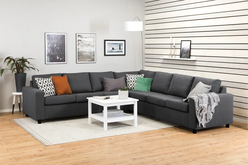 Crazy 6-istuttava Käännettävä L-muotoinen X-Large Kulmasohva Kankaalla - Tummanharmaa - Huonekalut - Sohva - Kulmasohva