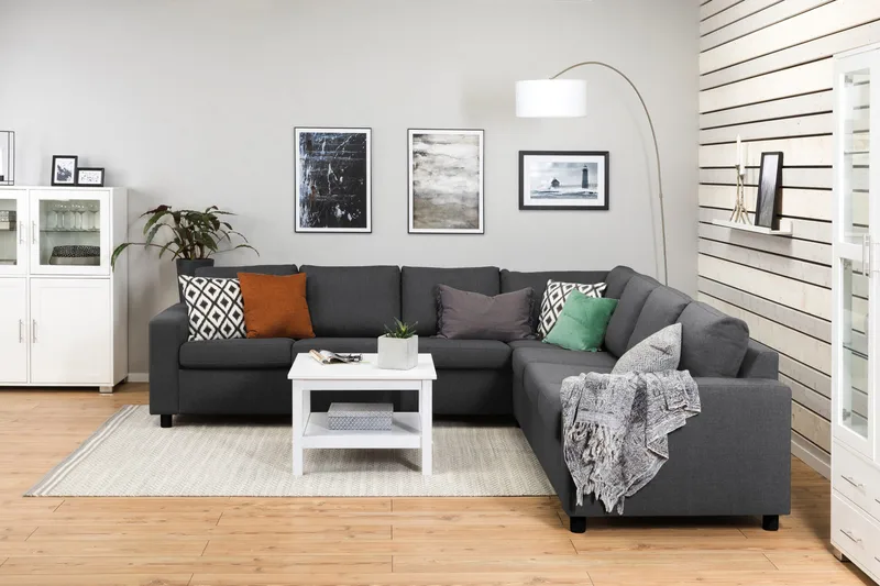 Crazy 6-istuttava Käännettävä L-muotoinen X-Large Kulmasohva Kankaalla - Tummanharmaa - Huonekalut - Sohva - Kulmasohva