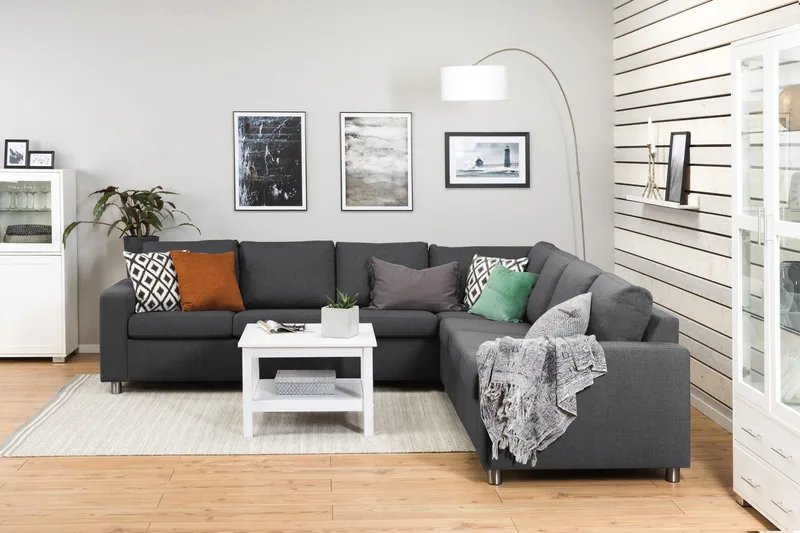 Crazy 6-istuttava Käännettävä L-muotoinen X-Large Kulmasohva Kankaalla - Tummanharmaa - Huonekalut - Sohva - Kulmasohva