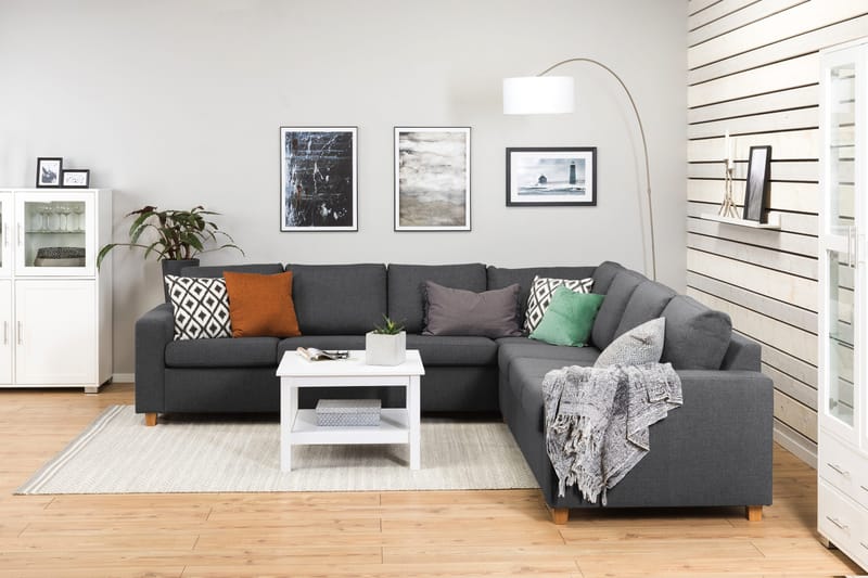 Crazy 6-istuttava Käännettävä L-muotoinen X-Large Kulmasohva Kankaalla - Tummanharmaa - Huonekalut - Sohva - Kulmasohva