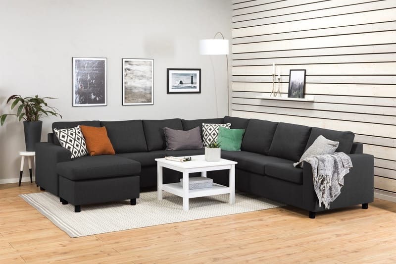 Crazy 6-istuttava Vasenkätinen U-muotoinen Large Kulmasohva Divaanilla Kankaalla - Antrasiitti - Huonekalut - Sohva - Kulmasohva - Kulmadivaanisohva