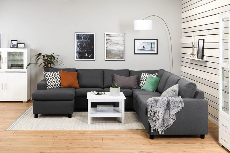 Crazy 6-istuttava Vasenkätinen U-muotoinen Large Kulmasohva Divaanilla Kankaalla - Tummanharmaa - Huonekalut - Sohva - Kulmasohva - Kulmadivaanisohva