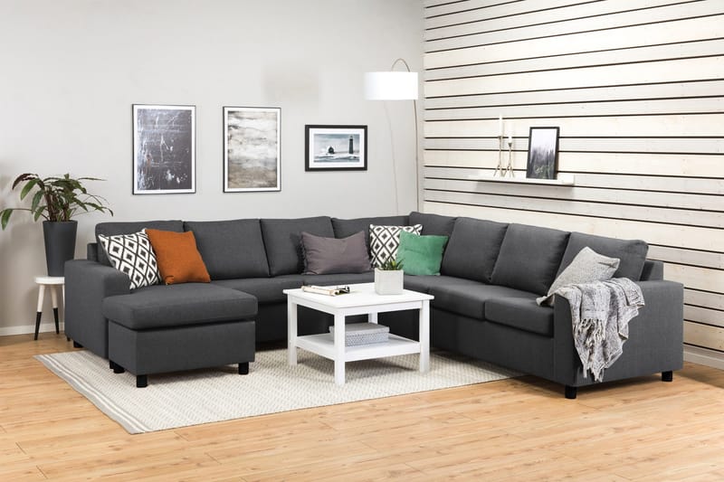 Crazy 6-istuttava Vasenkätinen U-muotoinen Large Kulmasohva Divaanilla Kankaalla - Tummanharmaa - Huonekalut - Sohva - Kulmasohva - Kulmadivaanisohva