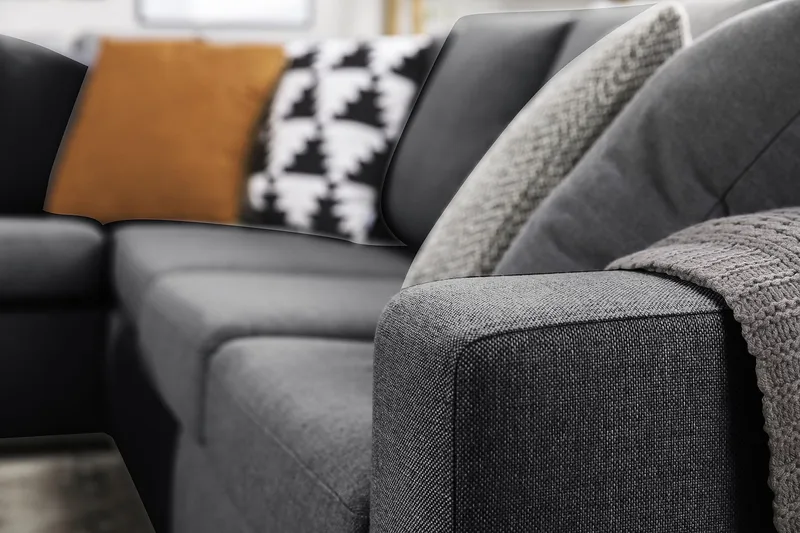 Crazy 6-istuttava Vasenkätinen U-muotoinen Large Kulmasohva Divaanilla Kankaalla - Tummanharmaa - Huonekalut - Sohva - Kulmasohva - Kulmadivaanisohva